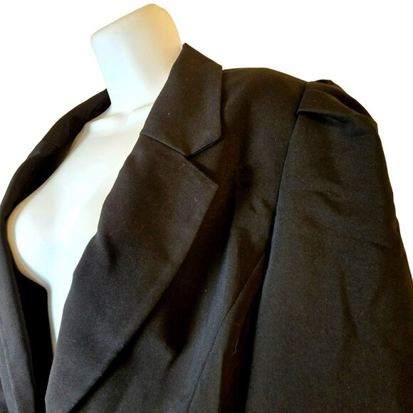 ELLE Classic Black Button Front Blazer Womens Sz 16 Jacket Long Sleeve Lined - Picture 3 of 13